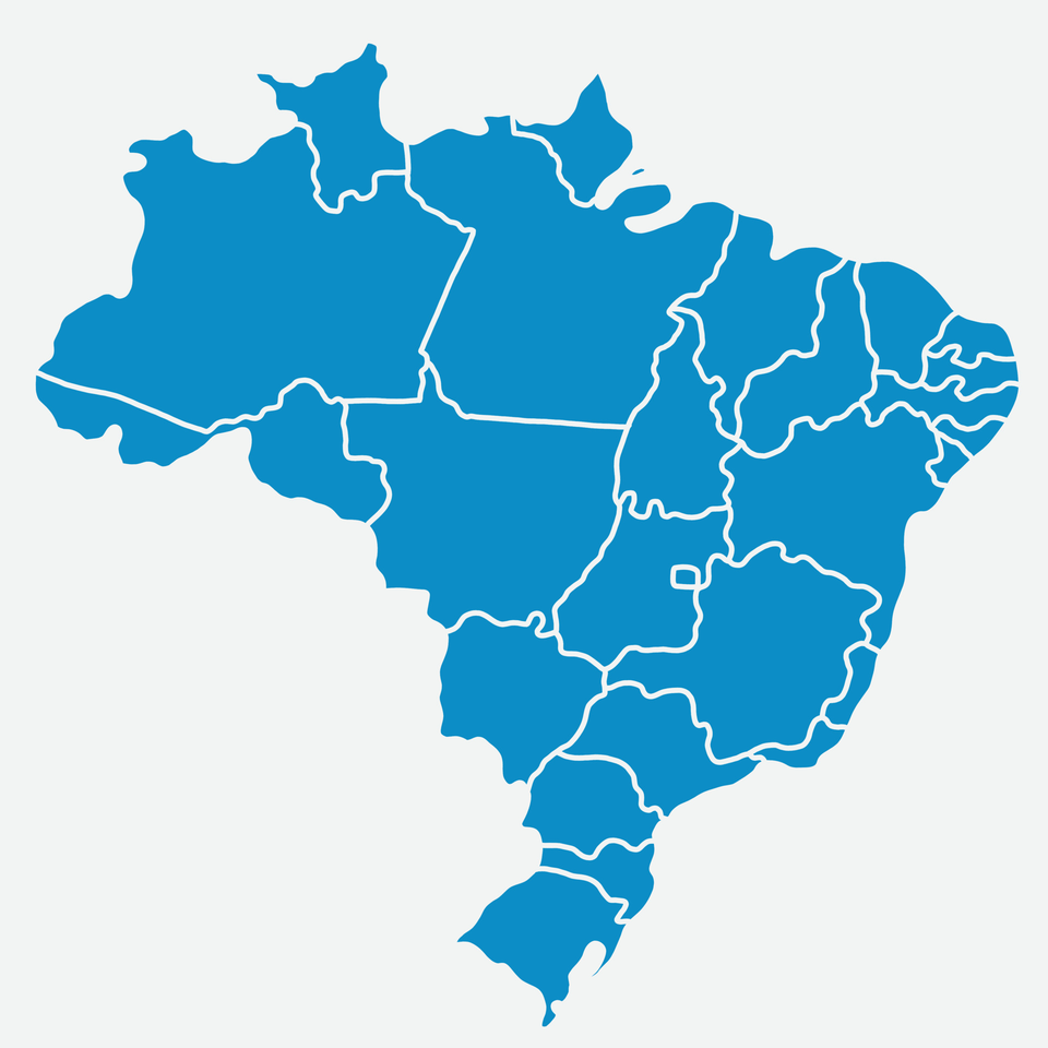 Mapa do Brasil com as unidades da Atlantic Ocean Services